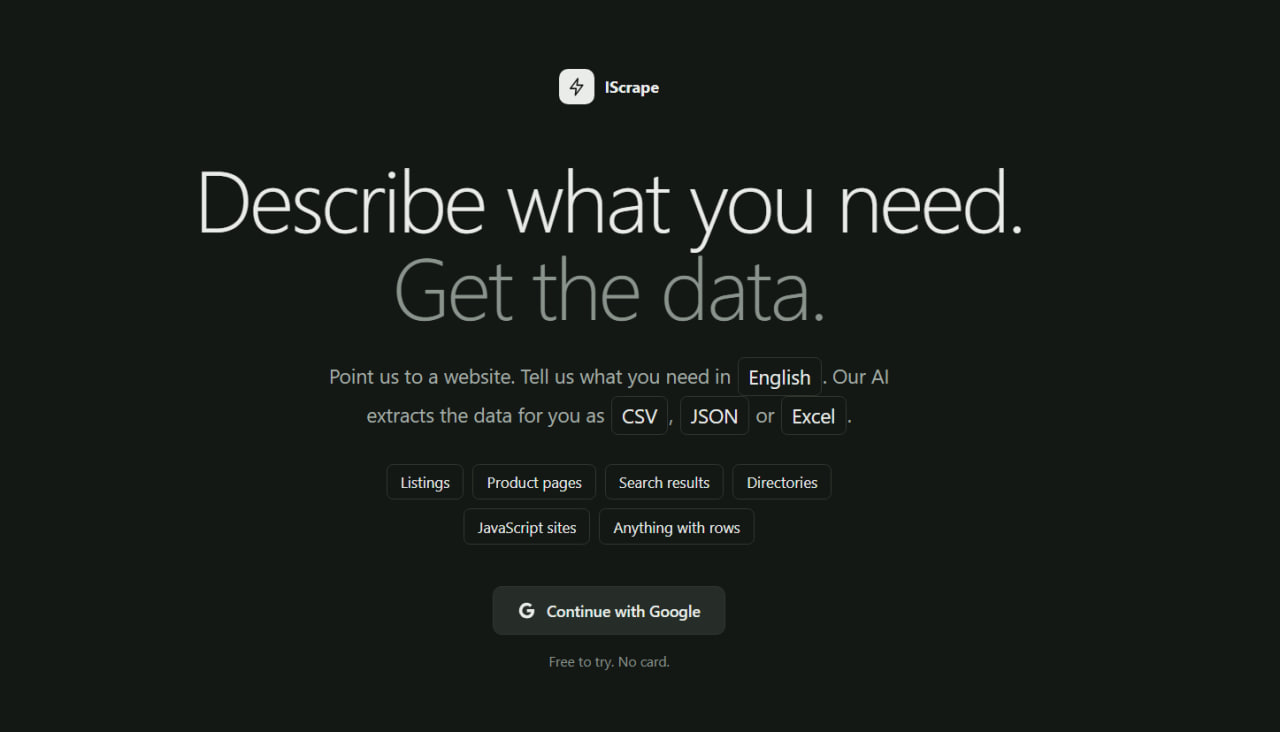 IScrape landing page